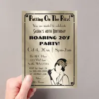 Roaring 20s art deco flapper girl  acrylic invitations