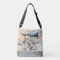 Pastel Watercolor Birds & Butterflies Personalized Crossbody Bag