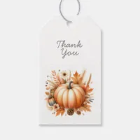 Fall boho watercolor pumpkin Thanksgiving Gift Tags