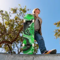 Green Digital Fluid Marble Art    Skateboard