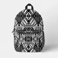 Black White Tribal Pattern Printed Backpack