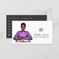 Empowered Afro Black Woman Boss Leadership Art Business Card