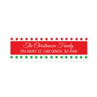Personalied Christmas Red and Green Polka Dots Label