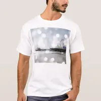 Santa Monica Pier Silver Grey Sparkles Photo Edit T-Shirt