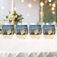 Awesome Seattle Panorama Night Stemless Wine Glass