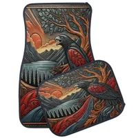 Majestic Eagle Leather Artwork Car Floor Mat