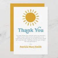 Here comes the son retro boy baby shower thank you card