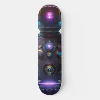 Colorful Atompunk Astronaut digital AI Art Skateboard