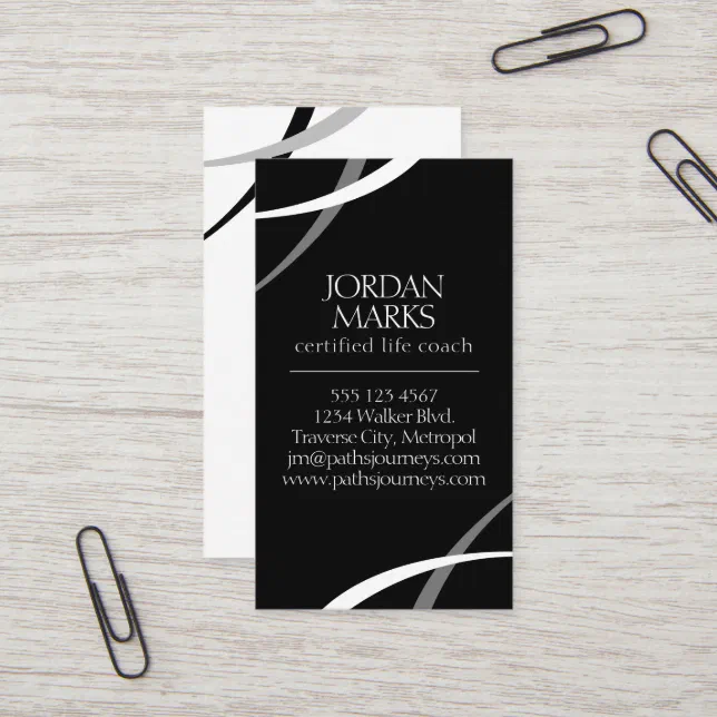 Artistic Inspirational Black White Life Coach Business Card