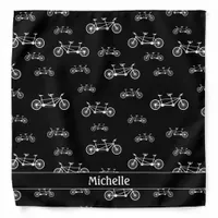 Black and White Tandem Cyclist Bike Patterned Bandana