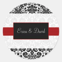 damask red Wedding Monogram stickers