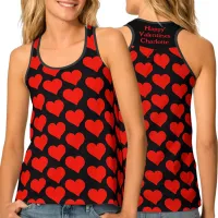 Happy Valentines Day | Red Love Hearts Name Tank Top