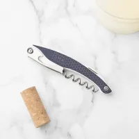 Modern Rose Gold Foil Navy Blue Hexagon Monogram Waiter's Corkscrew