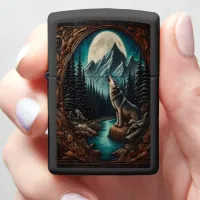 Wolf's Moonlit Howl Zippo Lighter