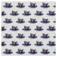 Elegant Vintage Tea Cups Retro Patterned Fabric