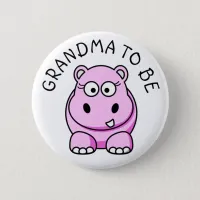 Grandma to be Hippo Baby Shower button