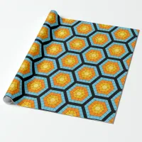 Colorful Modern Geometric Honeycomb Pattern Wrapping Paper