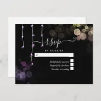 Winter String Light Christmas Wedding RSVP Card