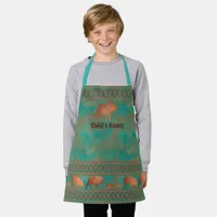 Southwest Javelina Childs Personalized Copper Teal Apron