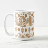 Caribbean Tribal Mudcloth: White, Gold Coffee Mug