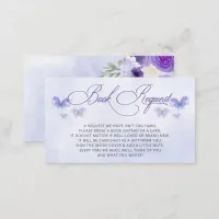 Purple Butterflies Baby Shower Book Request Enclosure Card