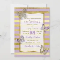 Purple and Gold Butterfly Wedding Invitations