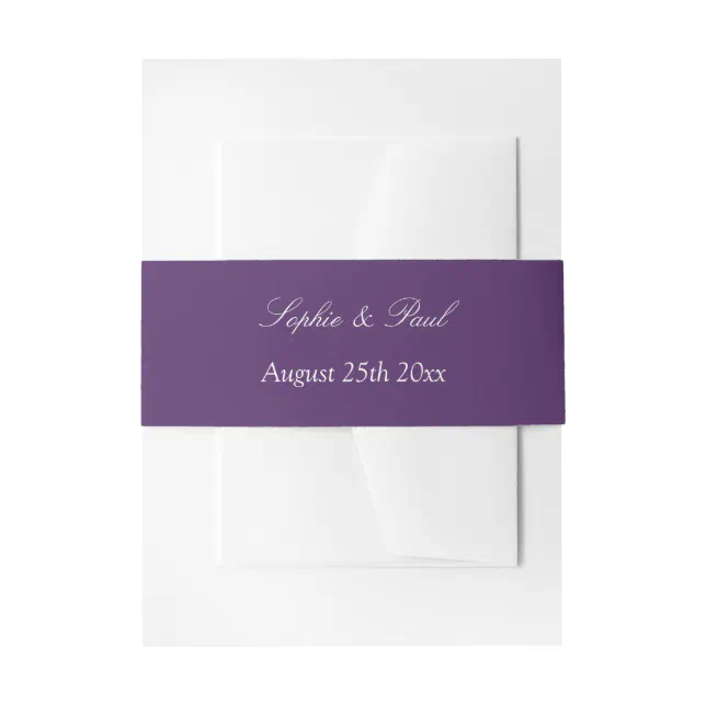 Dark Purple Wedding Invitation Belly Band