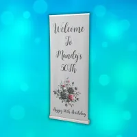 Happy 50th Birthday Red and Black Roses | Retractable Banner