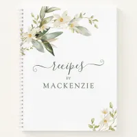 Elegant Wildflower Greenery Botanical Recipe Notebook