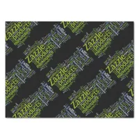 Zazzle Word Cloud Green and Black Tissue Paper