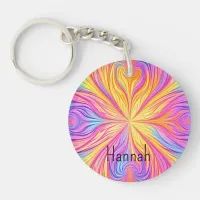 Groovy Vintage Blue Pink Tie Dye  Keychain