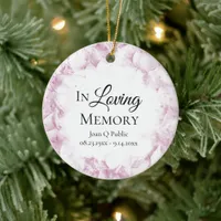 Pink Hydrangea Flowers Watercolor Memorial Ceramic Ornament