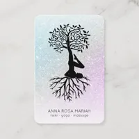 *~*  Tree of Life Yoga Pastel Glitter Man Woman Business Card