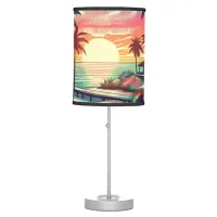 Pretty Pink and Turquoise Coastal  Table Lamp