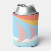 Nautical Yachts at Sea Modern Graphic Print Can Cooler