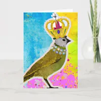 Gorgeous Bird in a Crown Colorful Collage Card