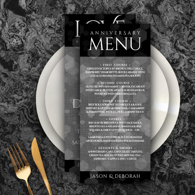 Elegant 4th Linen Wedding Anniversary Celebration Menu