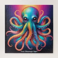 Cute Cosmic Octopus Vibrant Surreal Rainbow Art  Jigsaw Puzzle