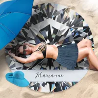 Elegant Pretty Diamond Gemstone Personalized Round Beach Towel