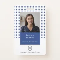 School Teacher/ Student Deep Blue Photo Logo QR Badge