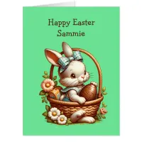 Large Vintage Easter Bunny with Chocolate Egg Card