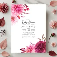 Burgundy and Blush Autumn-Fall Floral Baby Shower Invitation