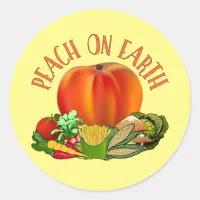 Peach on Earth Funny Christmas Pun Classic Round S Classic Round Sticker