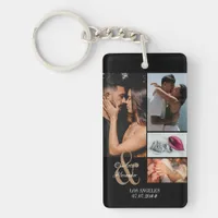 Couple Personalized Picture Text B 5 Photo Collage Keychain