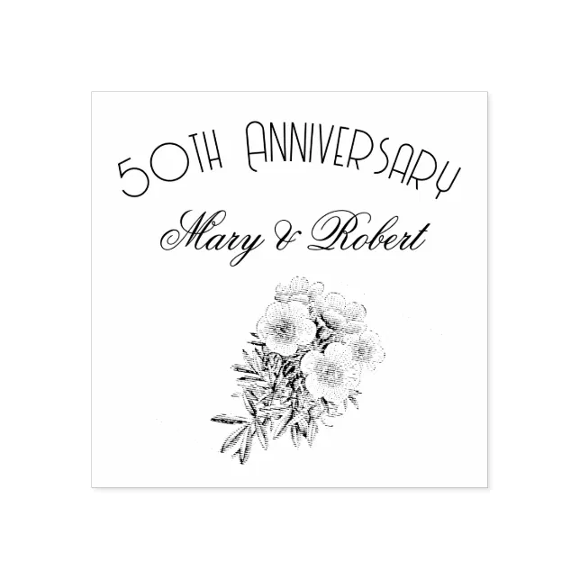 Flourished 50th anniversary - personalized  rubber stamp