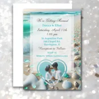 Couple's Photo Sea Glass Coastal Wedding Invitation