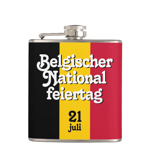 German Belgischer Nationalfeiertag Belgian Flag Flask