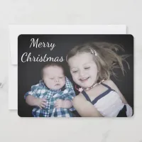 Personalized Family Photo Christmas Card Blue