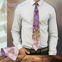 Purple Yellow Black Pattern Neck Tie