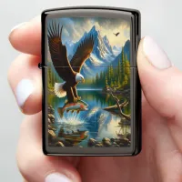 Majestic Eagle Capturing A Lake Trout Zippo Lighter